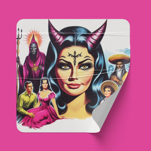 Vintage Devil Woman Square Sticker