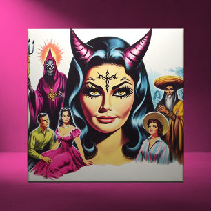 Vintage Devil Woman Tile