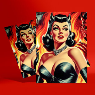 Vintage Devilish Pin-up Postcard