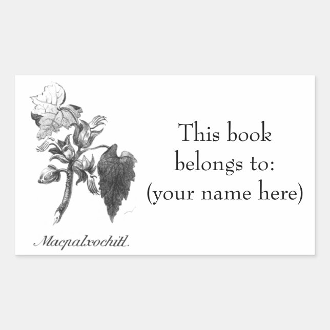 Vintage Devil's hand tree etching bookplate Rectangular Sticker (Front)