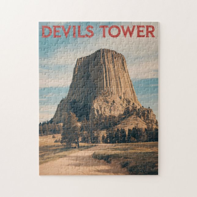 Vintage Devils Tower Jigsaw Puzzle (Vertical)
