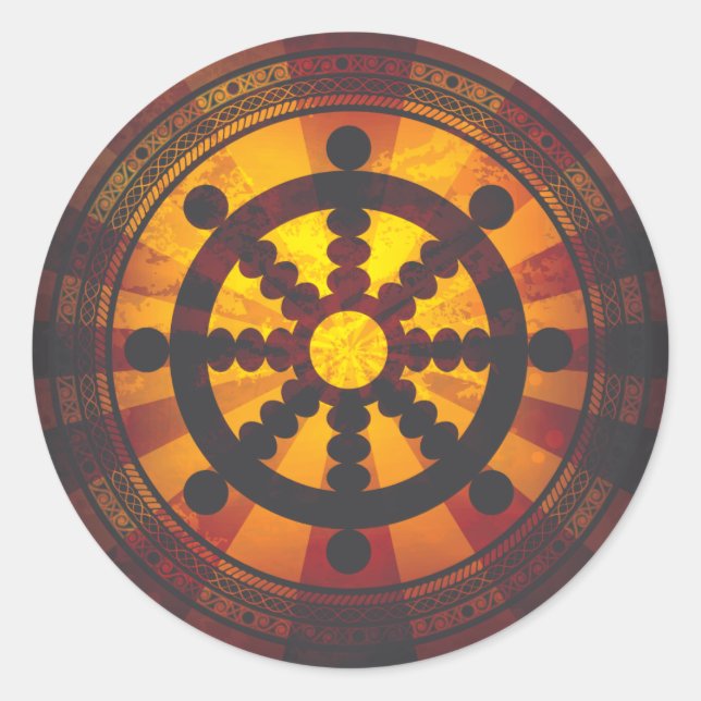 Vintage Dharma Wheel Print Classic Round Sticker (Front)
