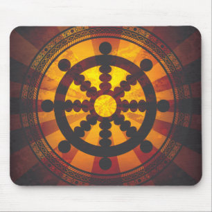 Vintage Dharma Wheel Print Mouse Mat