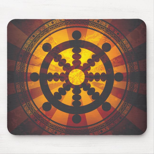 Vintage Dharma Wheel Print Mouse Mat (Front)