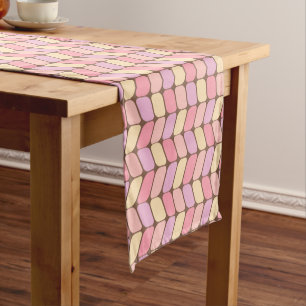 Vintage Diagonal Rectangles Ice Cream Short Table Runner