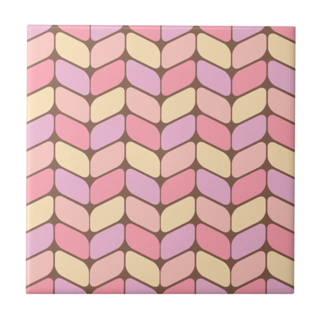 Vintage Diagonal Rectangles Ice Cream Tile (Front)