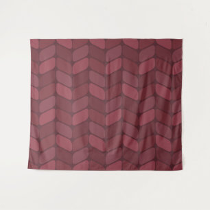 Vintage Diagonal Rectangles Maroon Tapestry