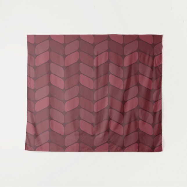 Vintage Diagonal Rectangles Maroon Tapestry (Front (Horizontal))