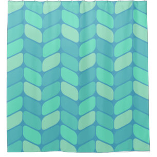 Vintage Diagonal Rectangles Ocean Green Shower Curtain