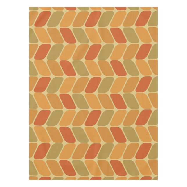 Vintage Diagonal Rectangles Ochre Tablecloth (Front)