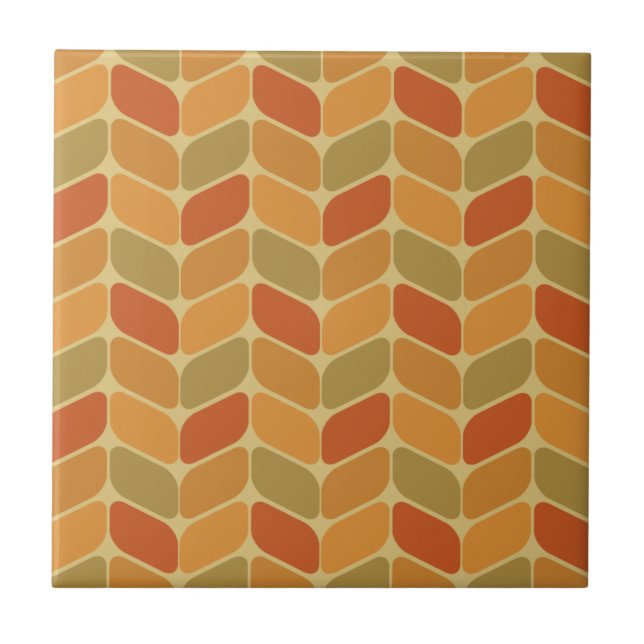 Vintage Diagonal Rectangles Ochre Tile (Front)