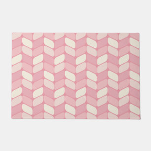 Vintage Diagonal Rectangles Pink Vanilla Doormat