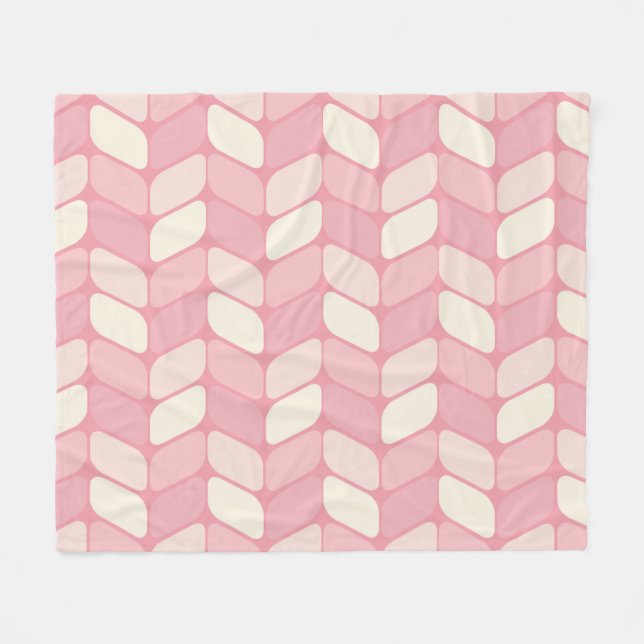 Vintage Diagonal Rectangles Pink Vanilla Fleece Blanket (Front (Horizontal))