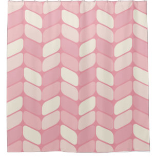 Vintage Diagonal Rectangles Pink Vanilla Shower Curtain