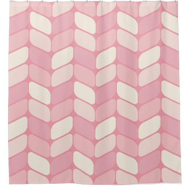 Vintage Diagonal Rectangles Pink Vanilla Shower Curtain (Front)