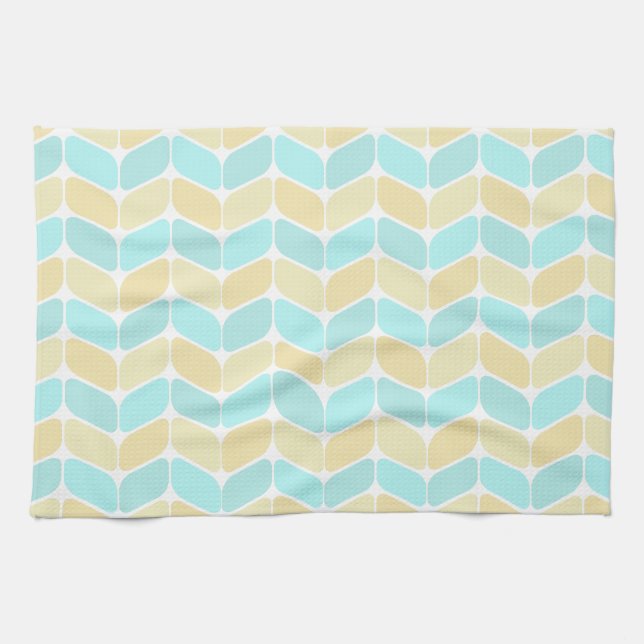 Vintage Diagonal Rectangles Sandy Beach Tea Towel (Horizontal)