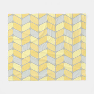 Vintage Diagonal Rectangles Yellow Grey Fleece Blanket