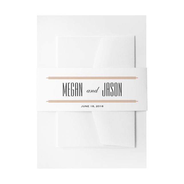 Vintage Diamond Black & Copper Bellyband Invitation Belly Band (Front Example)