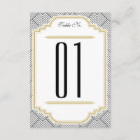 Vintage Diamond Black & Gold Table Number