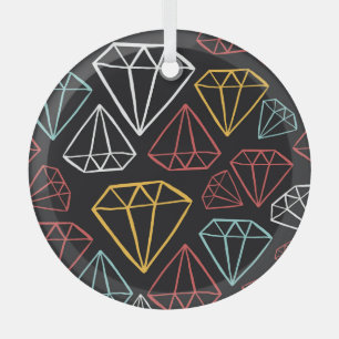 Vintage diamond design, seamless pattern glass tree decoration