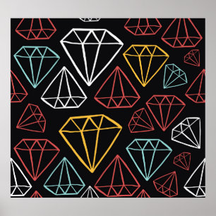 Vintage diamond design, seamless pattern poster