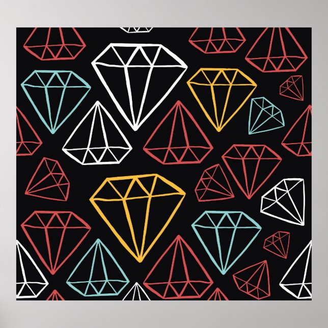 Vintage diamond design, seamless pattern poster (Front)