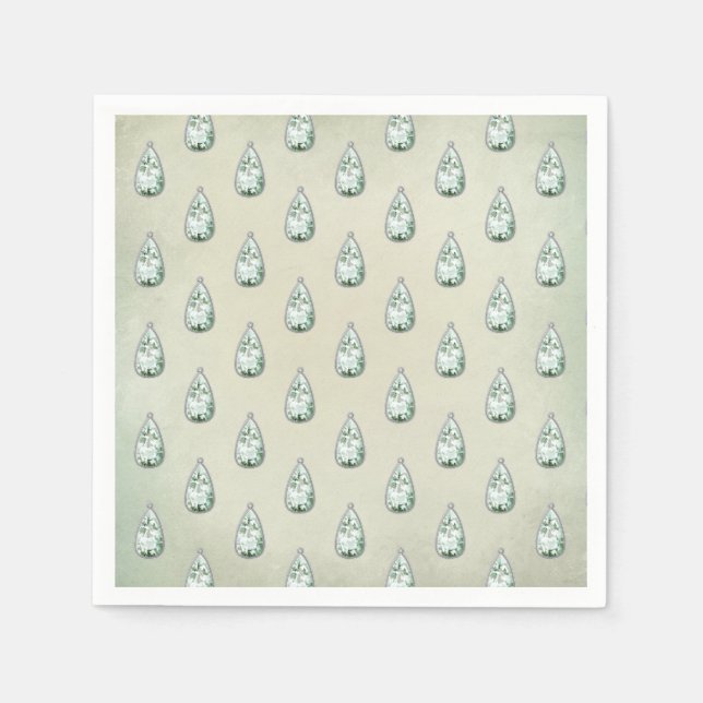 Vintage diamond teal rhinestone elegant pattern napkin (Front)