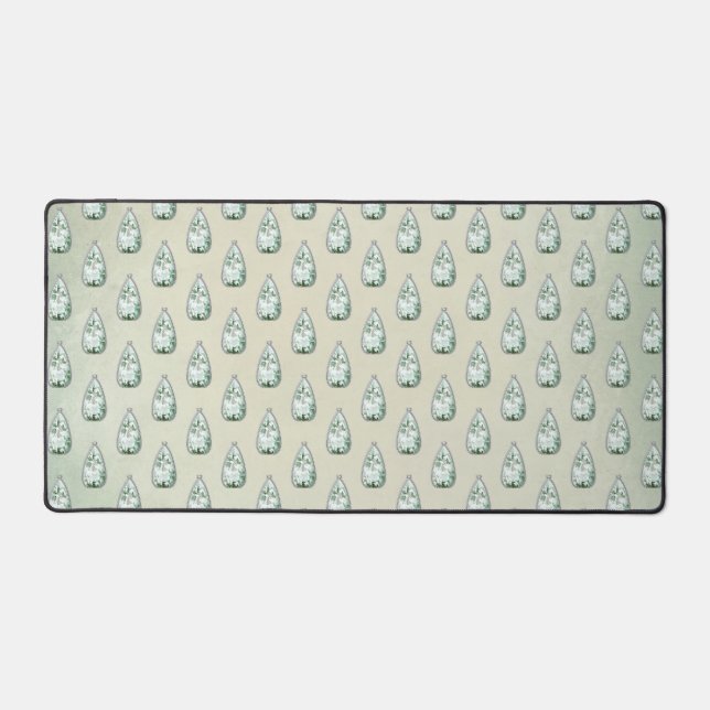 Vintage diamond teal rhinestones victorian desk mat (Front)