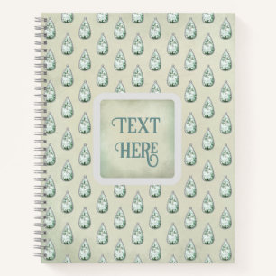 Vintage diamond teal rhinestones victorian notebook