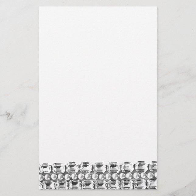 Vintage diamonds and pearls stationery (Front)