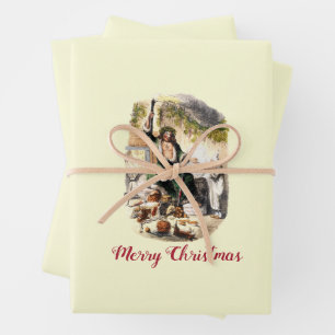 Vintage Dickens Ghost A Christmas Carol Scrooge Wrapping Paper Sheet