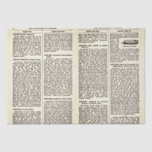 Vintage Dictionary Cook Book Pages Apple Recipes Tissue Paper