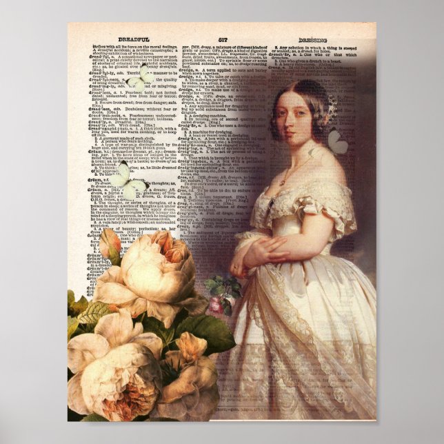 Vintage dictionary page and Queen Victoria Poster (Front)