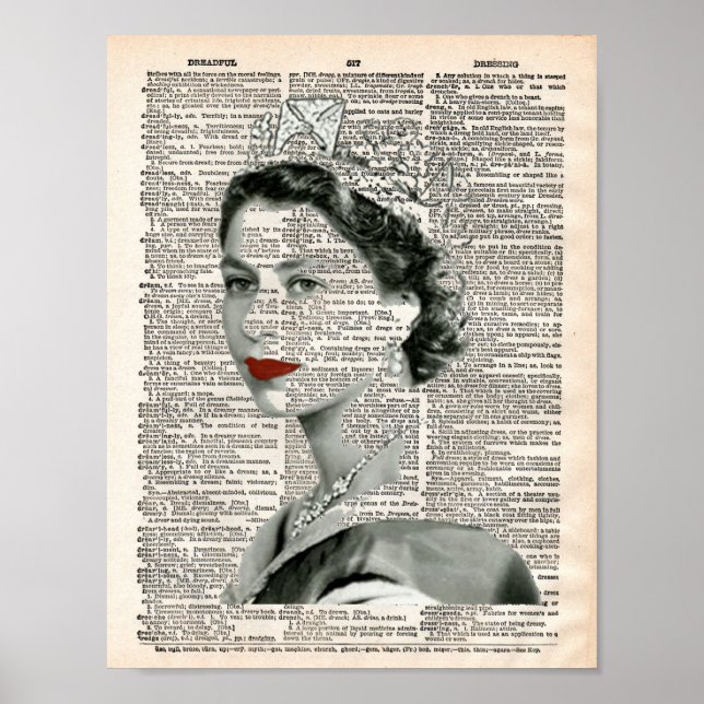 Vintage dictionary page with Queen E 2 Poster (Front)