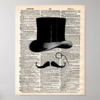Vintage dictionary page with top hat