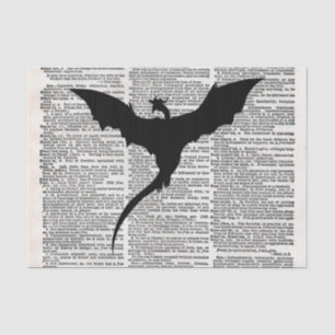 Vintage Dictionary Paper Dragon Mediaeval