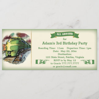 Vintage Diesel Train Birthday Party Invitation
