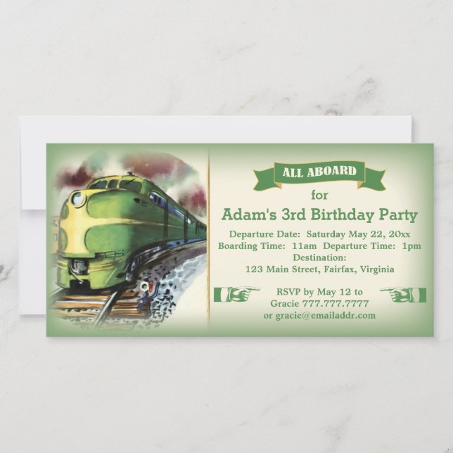 Vintage Diesel Train Birthday Party Invitation (Front)