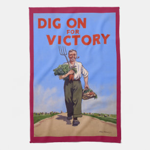 Vintage Dig on for Victory Poster Tea Towel