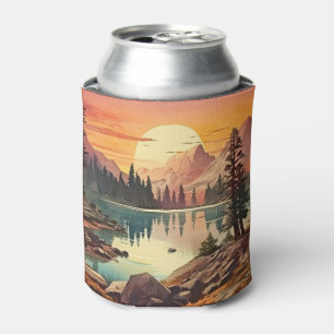 Vintage Digital National Park Art Can Cooler