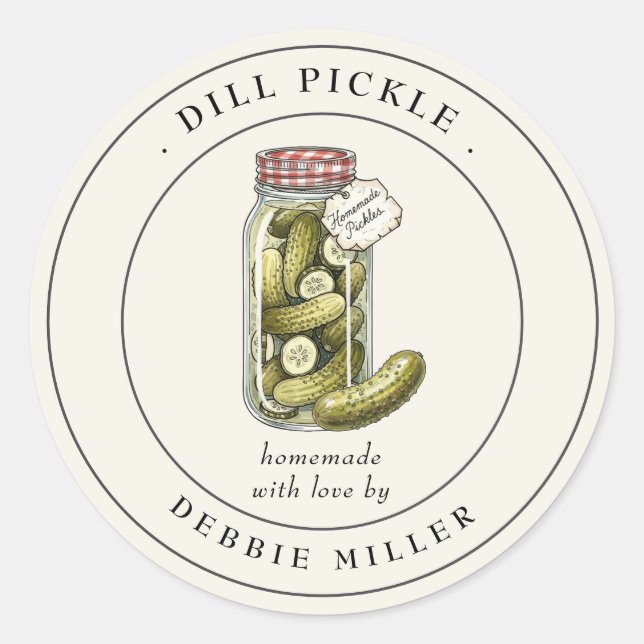 Vintage Dill Pickle in jar canning jar Label (Front)