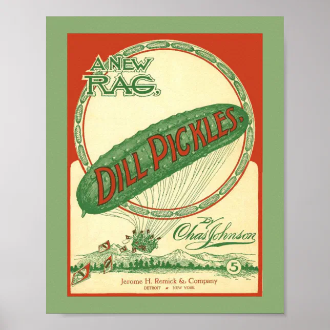 Vintage Dill Pickles Rag Sheet Music Cover copy Poster | Zazzle