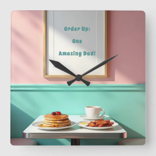 Vintage Diner Fathers Day Foodie Dad Square Wall Clock