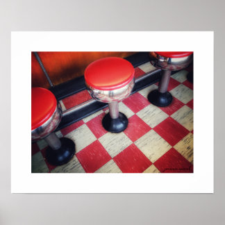 Vintage Diner Stools Poster Print