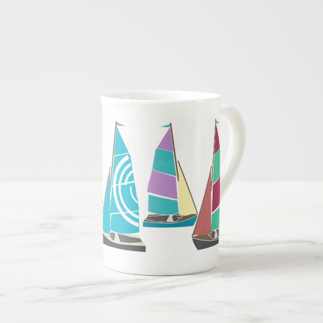 Vintage Dinghies Bone China Mug (Front Right)