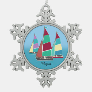 Vintage Dinghies Snowflake Pewter Christmas Ornament