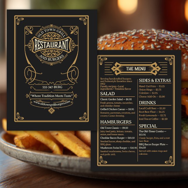 Vintage Dining Old‑Time Hamburger and Grill Menu (Creator Uploaded)