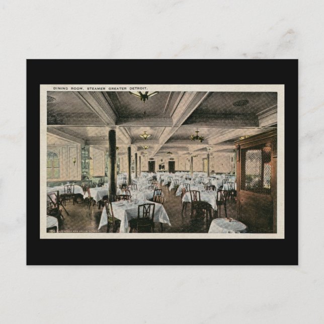 Vintage Dining Room Greater Detroit Steamship Postcard (Front)