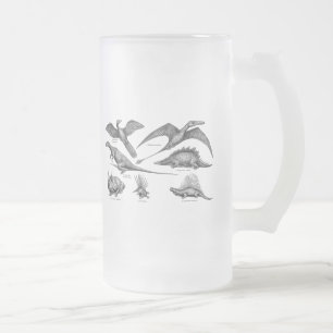 Vintage Dinosaur Illustration Retro Dinosaurs Frosted Glass Beer Mug