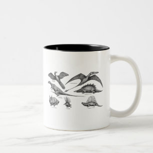 Vintage Dinosaur Illustration Retro Dinosaurs Two-Tone Coffee Mug